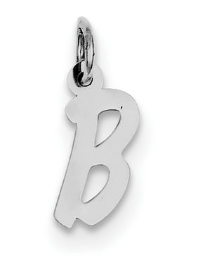 Sterling Silver Rhodium-plated Medium Artisan Block Initial B Charm